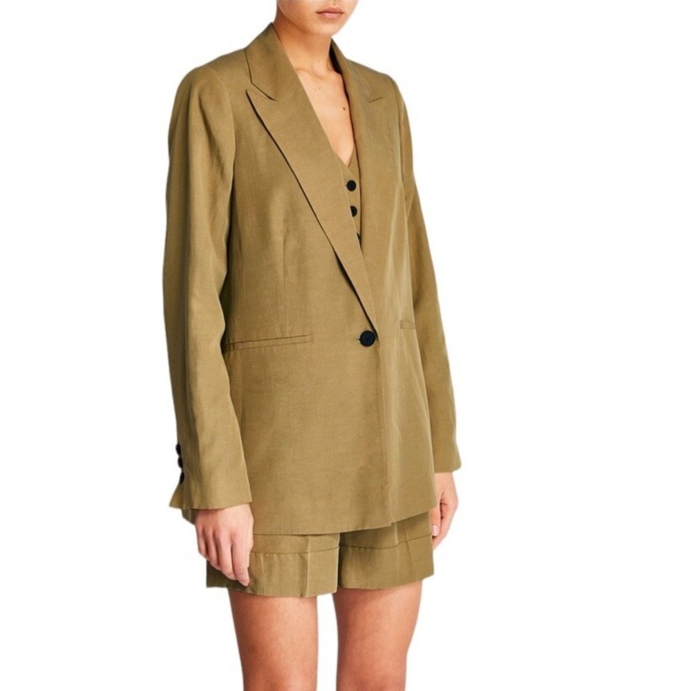 AllSaints Relaxed Fit Blazer Light Khaki Linen Blend‎ Size 2